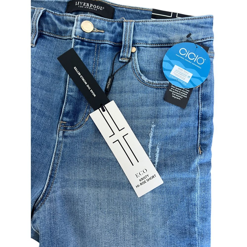 Liverpool Los Angeles Blue Kristy High-Rise Shorts‎ Rolled Hem NWT Size 2/26 - Picture 2 of 7